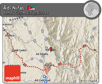 Shaded Relief Map of Ādī Nifas