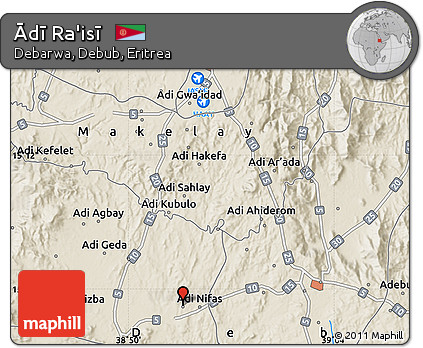 Shaded Relief Map of Ādī Ra'isī