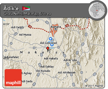 Shaded Relief Map of Ādīk'e