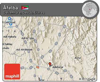 Shaded Relief Map of Āfelba