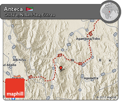 Shaded Relief Map of Anteca