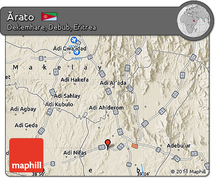 Shaded Relief Map of Ārato