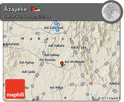 Shaded Relief Map of Āzayeke