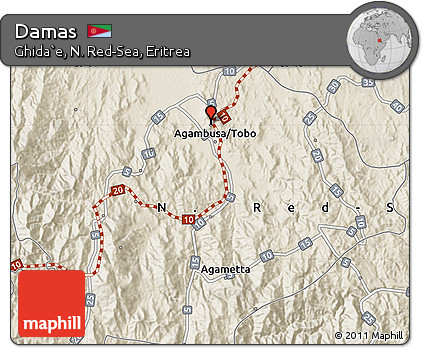 Shaded Relief Map of Damas