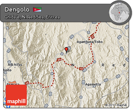 Shaded Relief Map of Dengolo