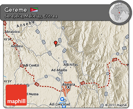 Shaded Relief Map of Gereme