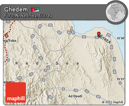 Shaded Relief Map of Ghedem