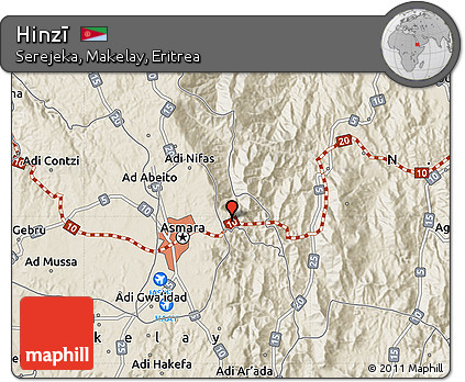 Shaded Relief Map of Hinzī