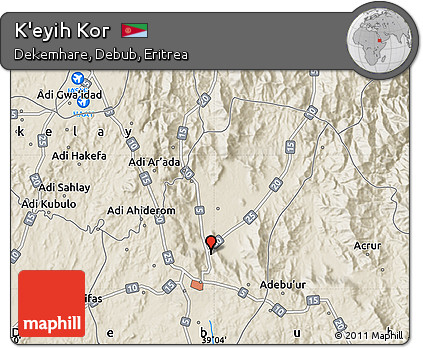 Shaded Relief Map of K'eyih Kor