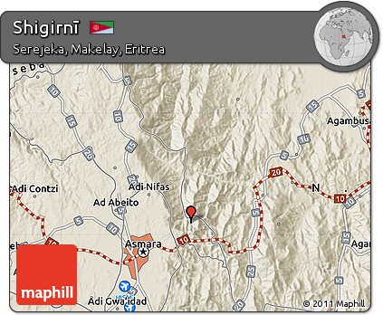 Shaded Relief Map of Shigirnī