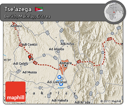 Shaded Relief Map of Tse'azega