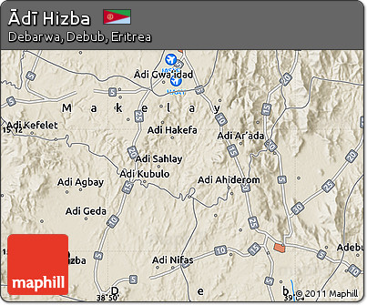 Shaded Relief Map of Ādī Hizba