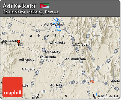 Shaded Relief Map of Ādī Kelkaltī