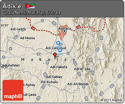 Shaded Relief Map of Ādīk'e