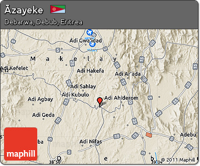 Shaded Relief Map of Āzayeke