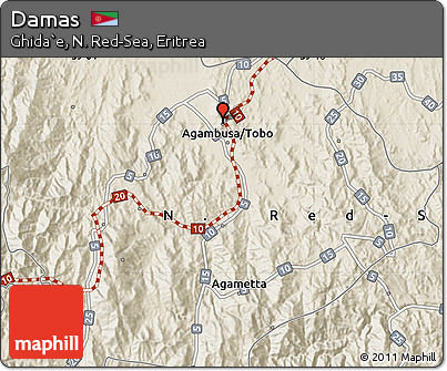 Shaded Relief Map of Damas