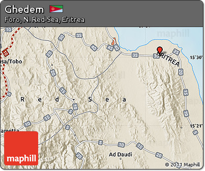 Shaded Relief Map of Ghedem