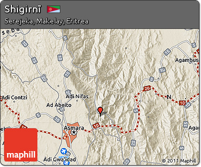Shaded Relief Map of Shigirnī