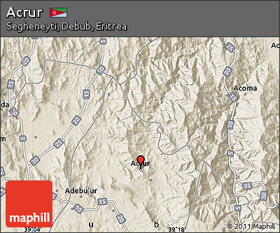 Shaded Relief Map of Acrur