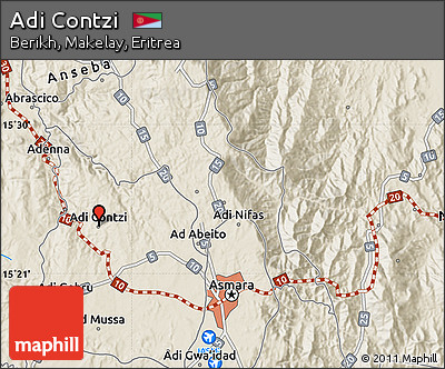 Shaded Relief Map of Adi Contzi