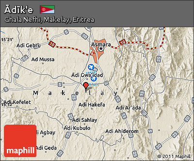Shaded Relief Map of Ādīk'e