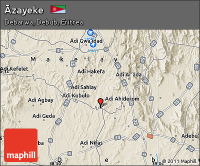 Shaded Relief Map of Āzayeke