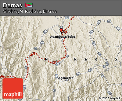 Shaded Relief Map of Damas