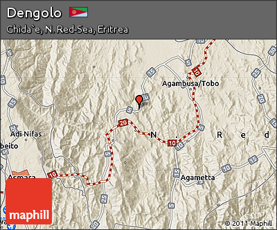 Shaded Relief Map of Dengolo