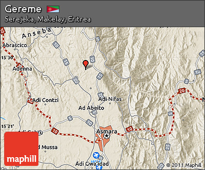 Shaded Relief Map of Gereme