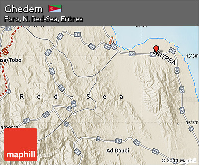 Shaded Relief Map of Ghedem