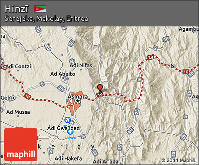 Shaded Relief Map of Hinzī