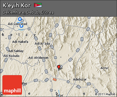 Shaded Relief Map of K'eyih Kor