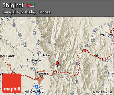 Shaded Relief Map of Shigirnī
