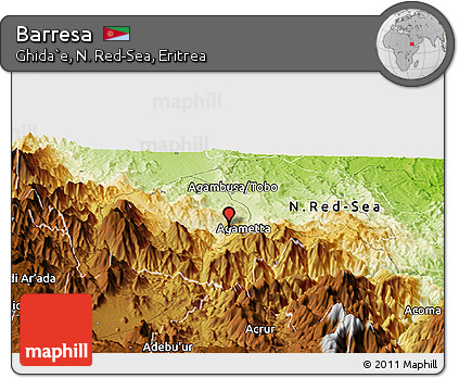 Physical Panoramic Map of Barresa