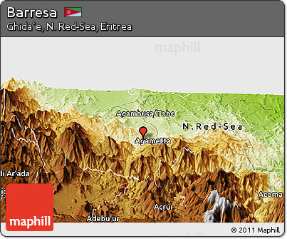 Physical Panoramic Map of Barresa