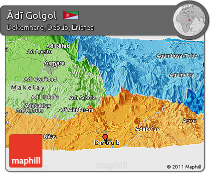 Political Panoramic Map of Ādī Golgol
