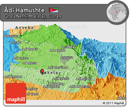 Political Panoramic Map of Ādī Hamushte