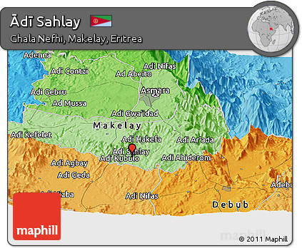 Political Panoramic Map of Ādī Sahlay