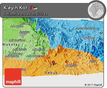 Political Panoramic Map of K'eyih Kor