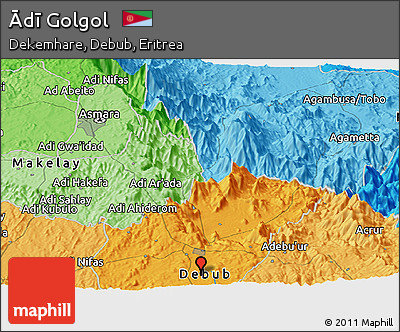Political Panoramic Map of Ādī Golgol