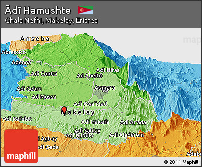 Political Panoramic Map of Ādī Hamushte