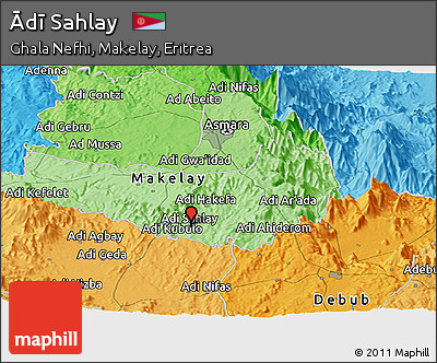 Political Panoramic Map of Ādī Sahlay