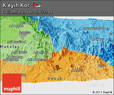 Political Panoramic Map of K'eyih Kor