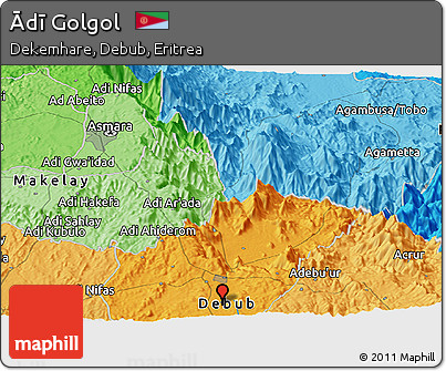 Political Panoramic Map of Ādī Golgol