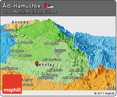 Political Panoramic Map of Ādī Hamushte
