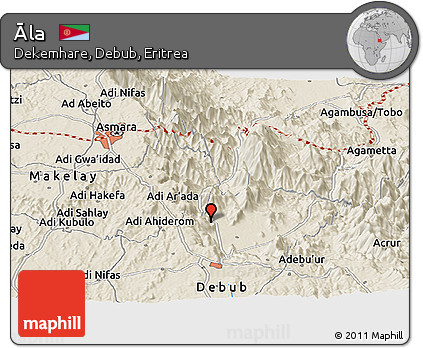 Shaded Relief Panoramic Map of Āla