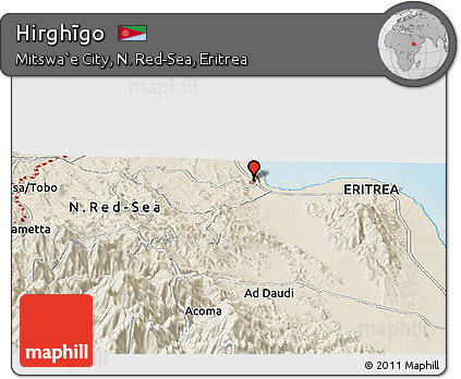 Shaded Relief Panoramic Map of Hirghīgo