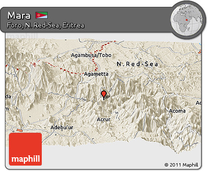 Shaded Relief Panoramic Map of Mara