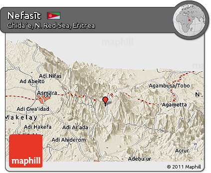 Shaded Relief Panoramic Map of Nefasīt