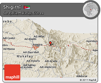 Shaded Relief Panoramic Map of Shigirnī